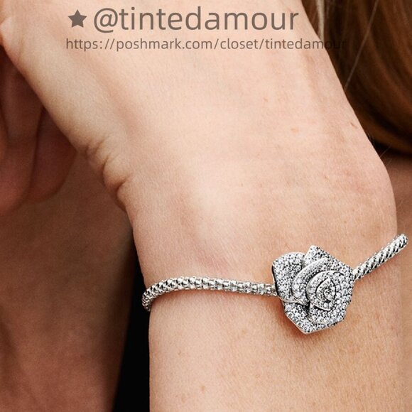 Pandora Sparkling Rose in Bloom Oversized Charm|Pendant - Picture 2 of 2
